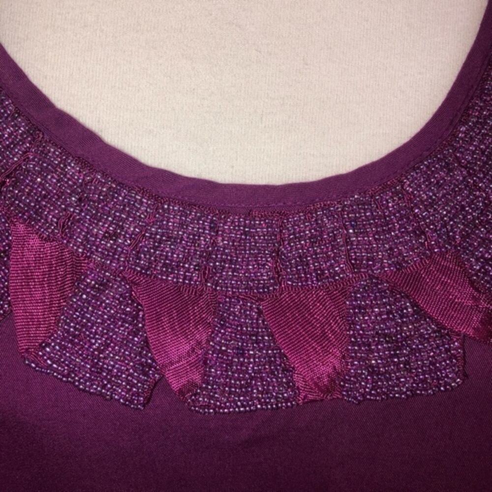 1.3 CMA Plum Beaded Racerback Tank Top Medium - Picture 3 of 5